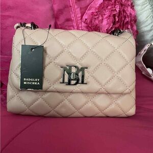 Badgley Mischka Quilted Tan Crossbody Bag